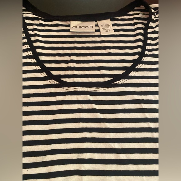 Chico’s Woman’s Black and White Stripe Tank Top Size 0/Small - Picture 3 of 5